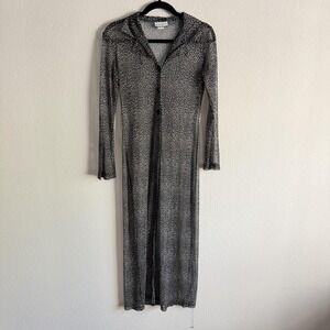 Breakin' Loose Dress Womens 11/12‎ Black Leopard Sheer Mesh Long Sleeve Maxi